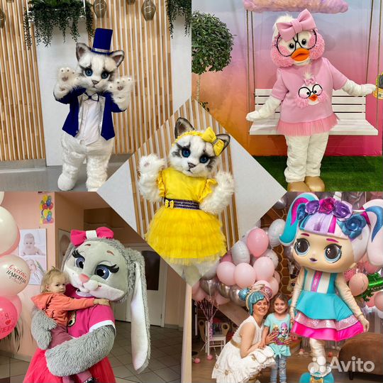 Ростовая кукла чебурашка, уточка,зайка, мишка