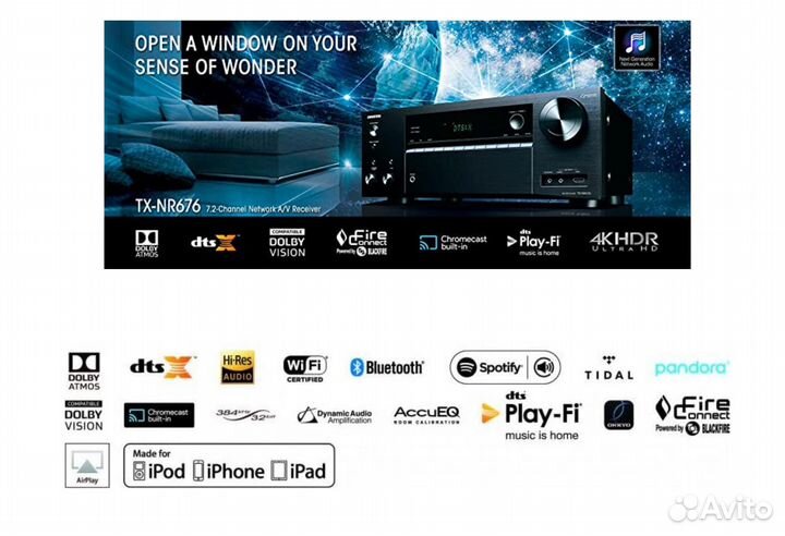 Onkyo TX-NR676 Atmos/Bluetooth/Wi-Fi/7.2x165/Hdr