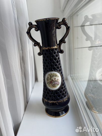 Ваза 43 см,кобальт,прорезной фарфор,ссср,Фрагонар
