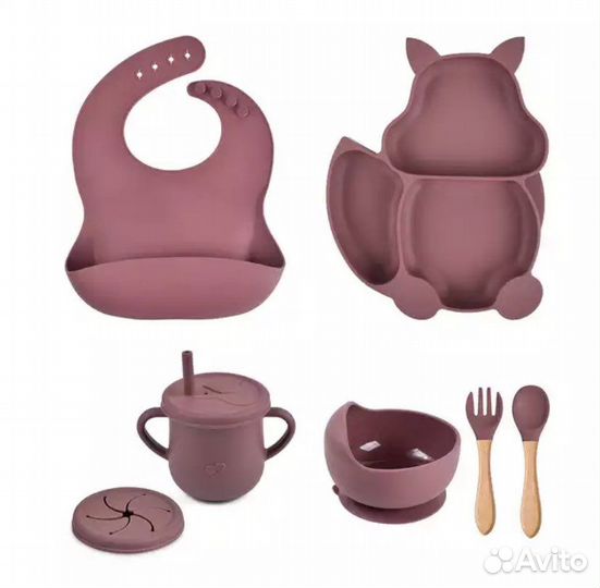 Новый набор детской посуды силикон