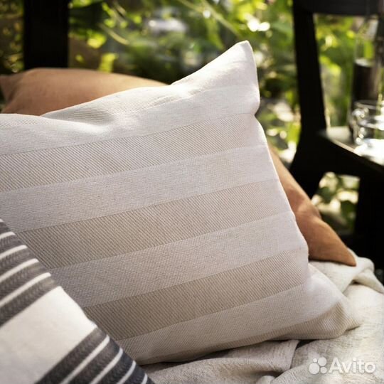 Подушка с чехлом икеа хеддамариа, 65x40 см, бежевы