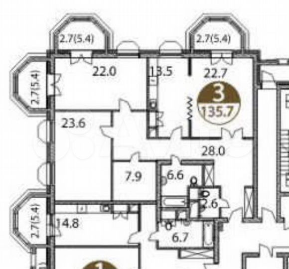 3-к. квартира, 136 м², 25/33 эт.