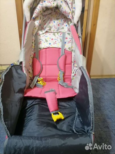 Детские санки коляска с колесами Ника