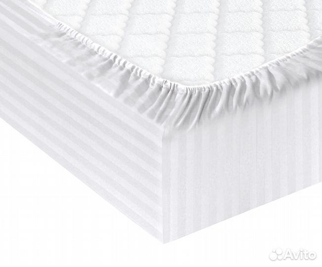 Простынь натяжная страйп сатин 160х200х25