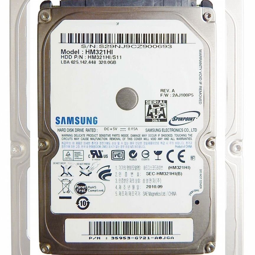 [HM321HI] Жесткий Диск Samsung 320b Sata2 2,5" Hdd Hm321hi