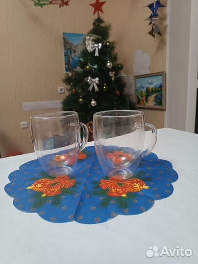 Две кружки для кофе с двойными стенками, стильные