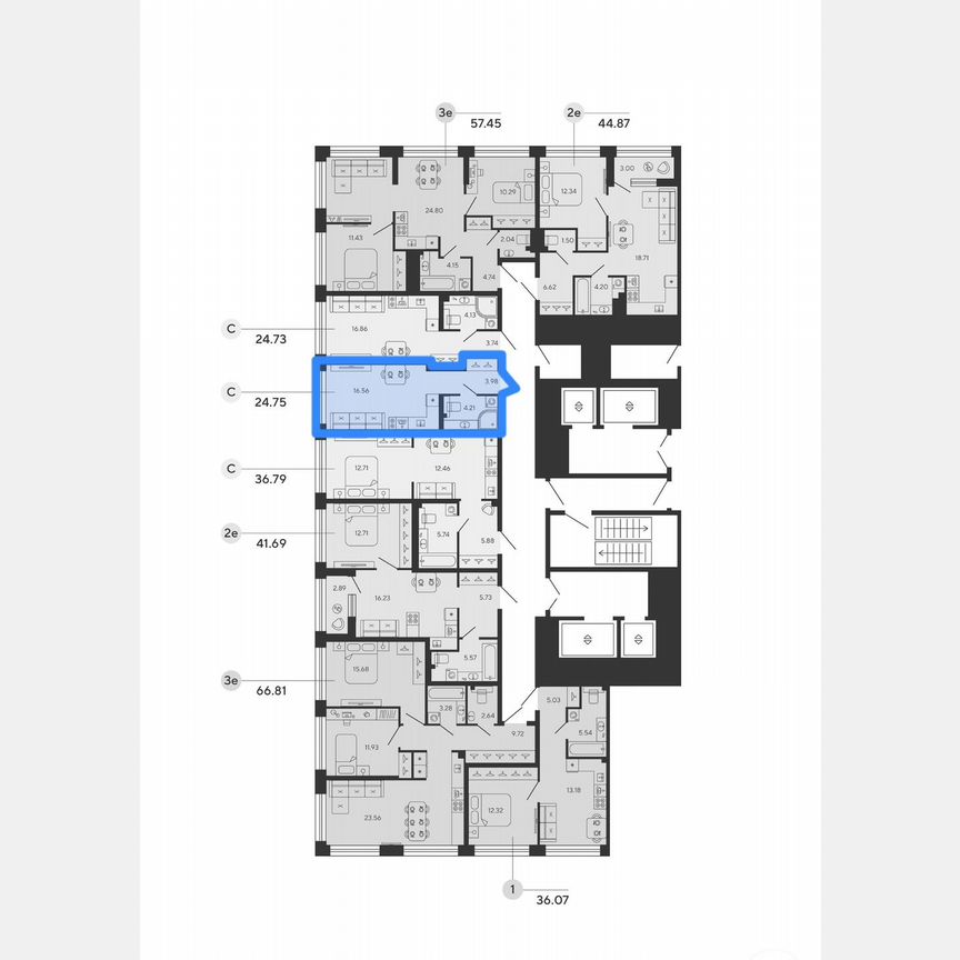 Квартира-студия, 24,8 м², 3/22 эт.
