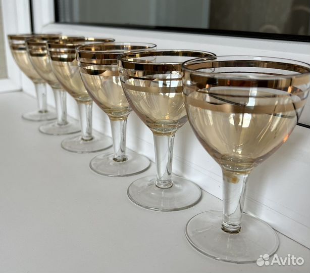 Бокалы фужеры рюмки цветное стекло винтаж СССР