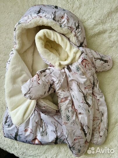 Конверт зимний на овчине + комбинезон