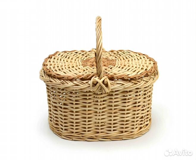 Корзина плетеная с крышкой для пикника малая 6,5 л