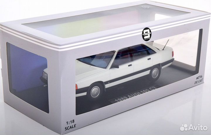 Audi 100 C3 Saloon 1989 white Triple 9 1:18