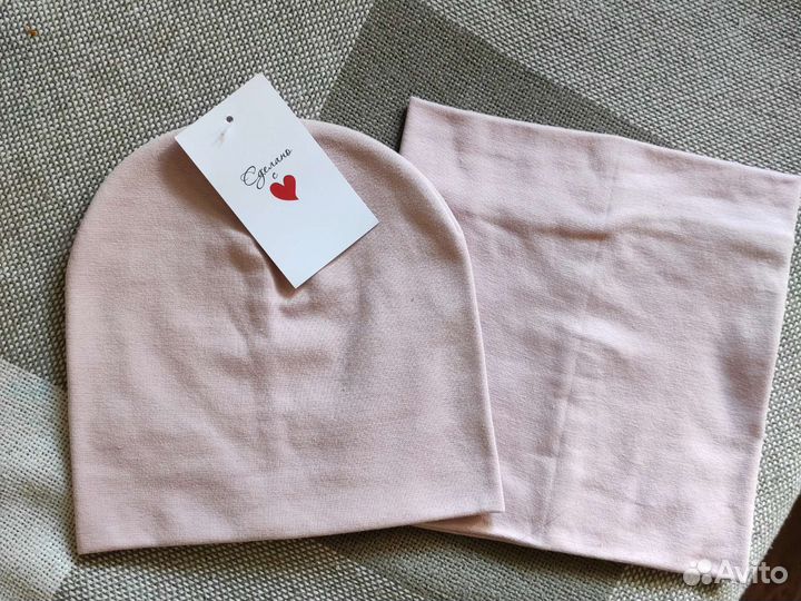 Шапка + снуд трикотажная детская 6-10 лет