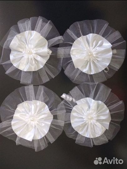 Банты на ручки автомобиля для свадьбы