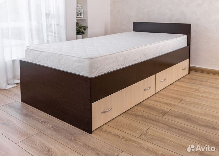 Кровать 90х200 с ящиками Марс венге