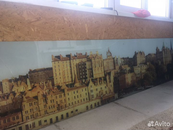 Фартук для кухни стеклянный с фото печятью