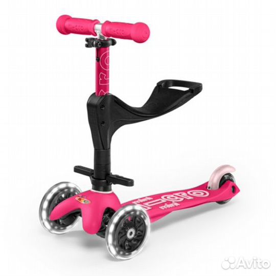 Самокат Micro Mini Micro Deluxe 3 в 1 розовый LED