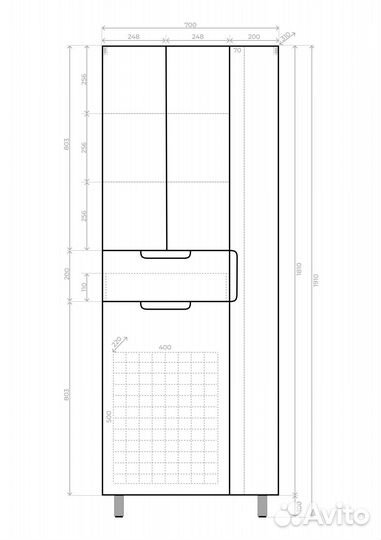 Шкаф-пенал Style Line Оптима 70 с бельевой корзин