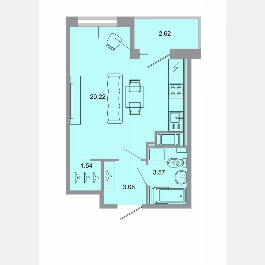 Квартира-студия, 29 м², 7/15 эт.