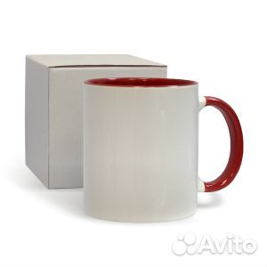 Кружка цветная, ручка и внутри красная