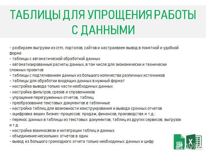 Помощь в работе с Excel, Google таблицы