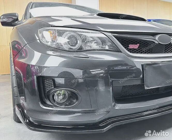 Губа передняя Subaru Impreza WRX STI 3 черная