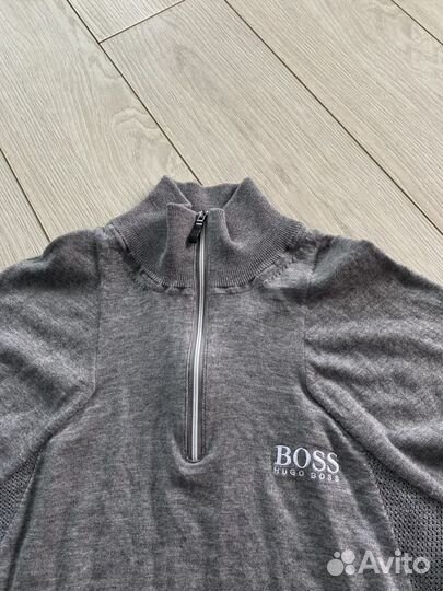 Серый шерстяной джемпер пуловер Hugo Boss L/XL