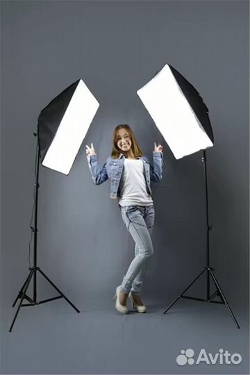 Видеосвет (софтбокс) + усиленный штатив, лампа