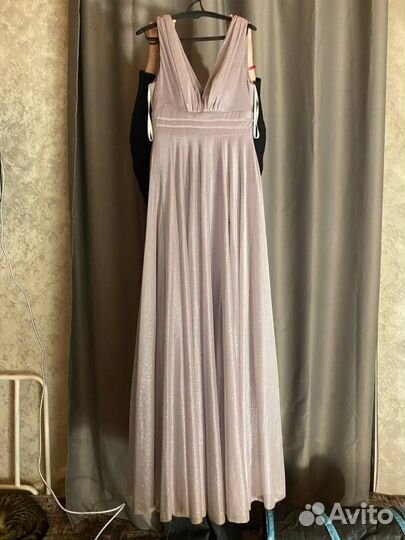 Платье женское, с декольте, длинное в пол