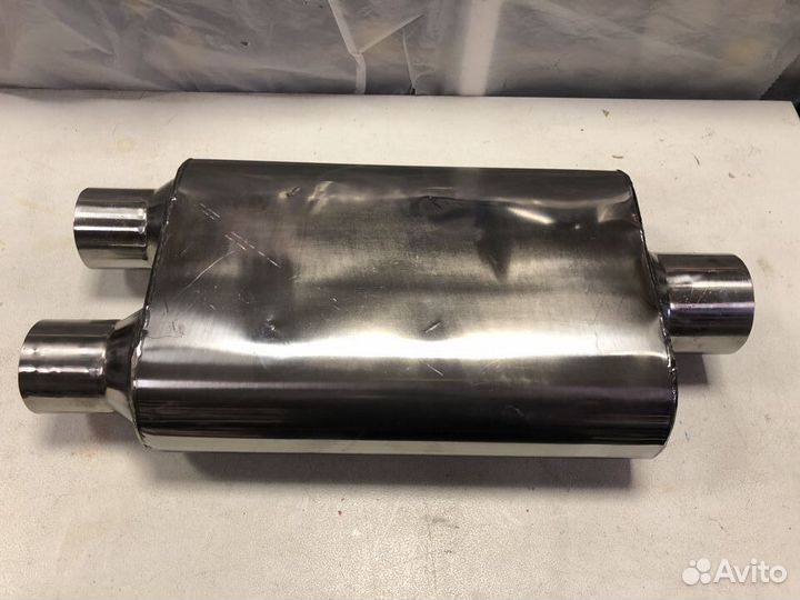 Глушитель прямоточный 1 вход, 2 выход