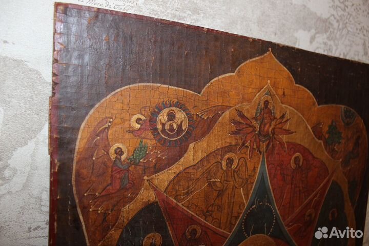 Старинная икона Неопалимая Купина 49*35 золото