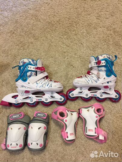 Ролики раздвижные с комплектом наколенников и нало