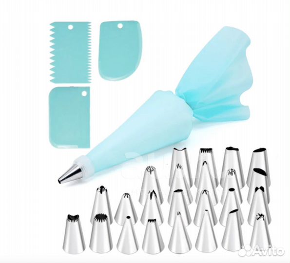 Кондитерский набор: силиконовый мешок и 6 насадок