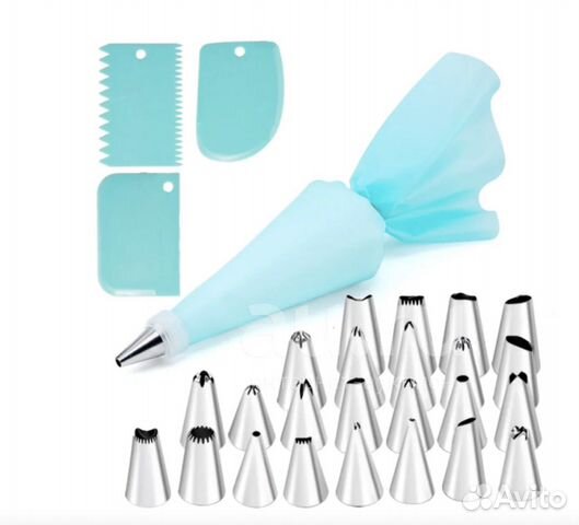 Кондитерский набор: силиконовый мешок и 6 насадок