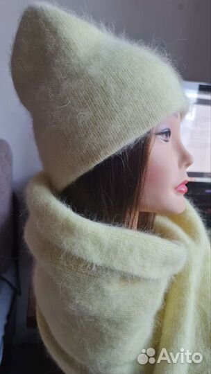 Комплект шапка шарф и варежки (ангора)