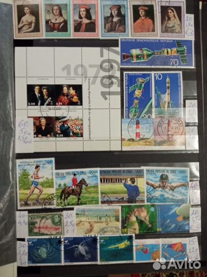 Иностранные гашеные марки в альбомном блоке