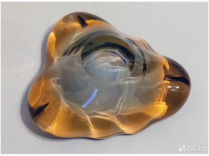 Конфетница пепельница гутное стекло Чехия