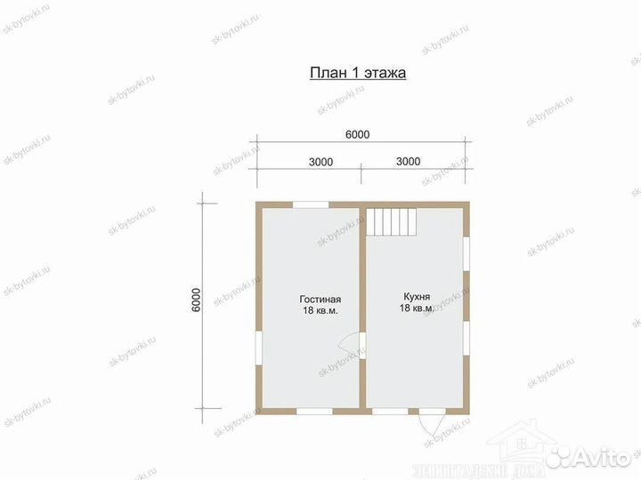 Каркасный садовые дом 6х6м с мансардой