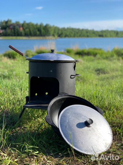 Казан чугунный узбекский 10л +печь
