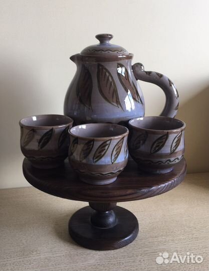 Кувшин + 3 стаканчика Керамика