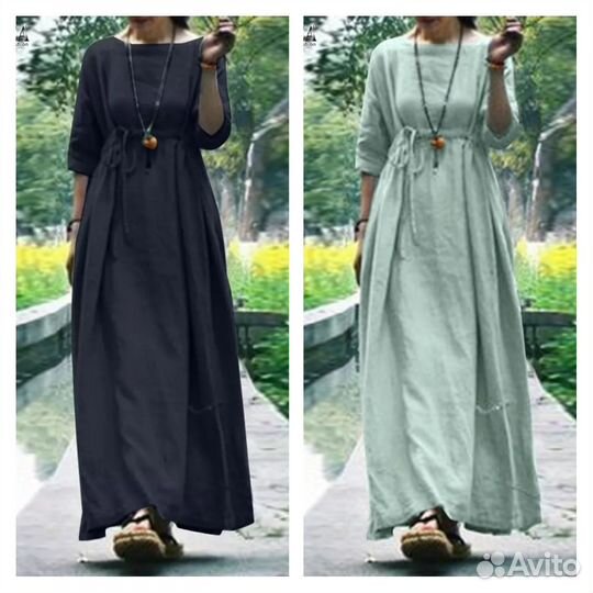 Платье в пол хлопок плюс сайз