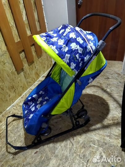 Детские санки коляска с колесами бу