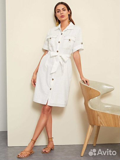 Платье рубашка, сафари хлопок 46-48 новое zara
