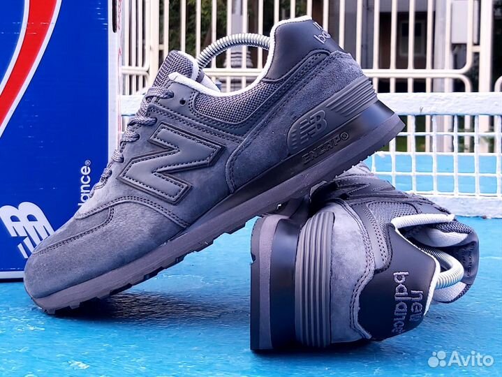 Кроссовки NEW balance 574 серые в замше