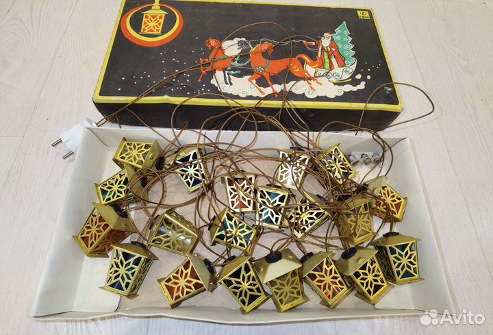Ёлочная гирлянда Золотой фонарик СССР в коробке