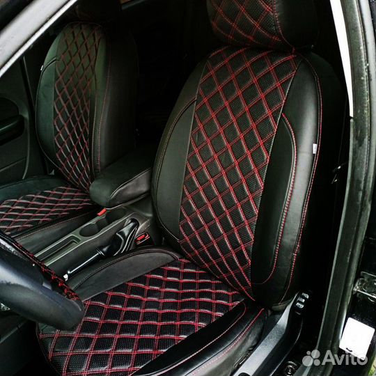 Чехлы из экокожи двойной красный ромб