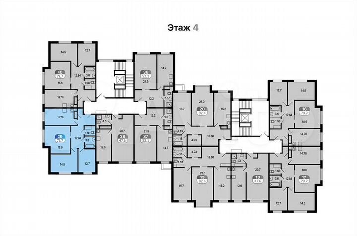 3-к. квартира, 79,7 м², 4/4 эт.