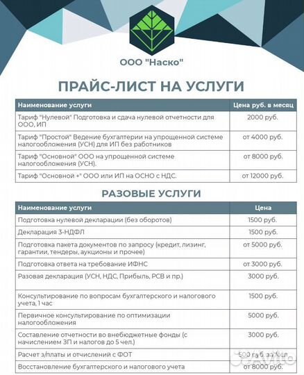 Бухгалтерское обслуживание ооо, ип