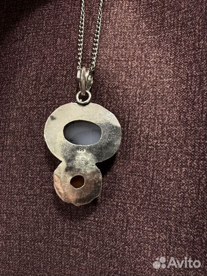 Кулон серебро опал