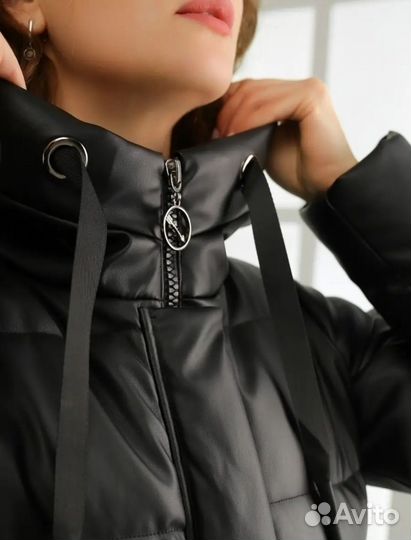 Куртка женская зимняя длинная эко кожа 46 р