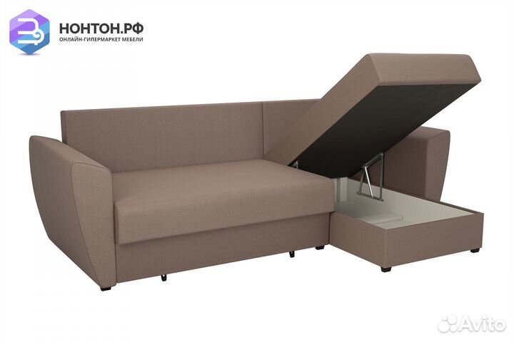 Диван угловой выкатной София светло-коричневый